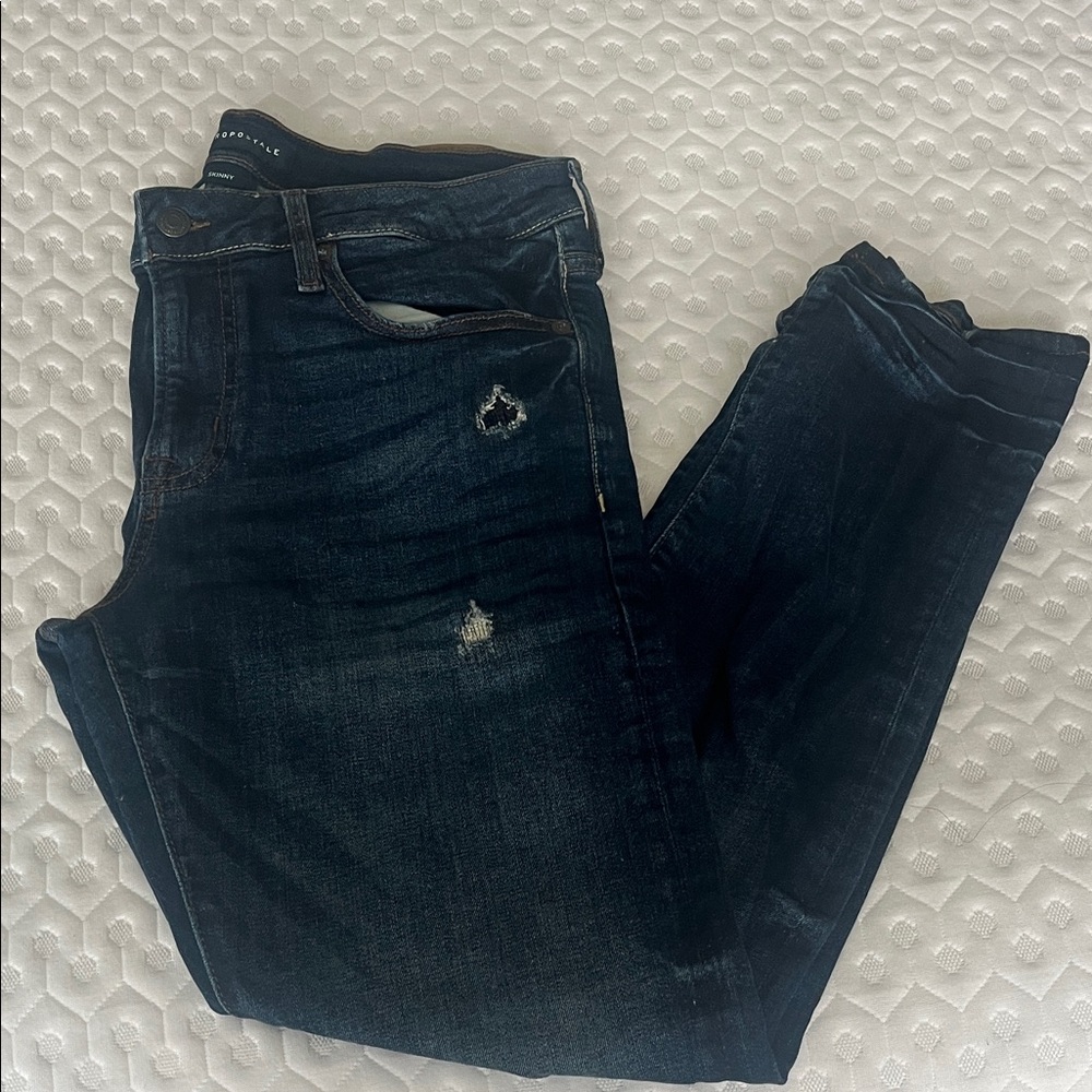Aeropostale Men's Skinny Jeans - Dark Blue
